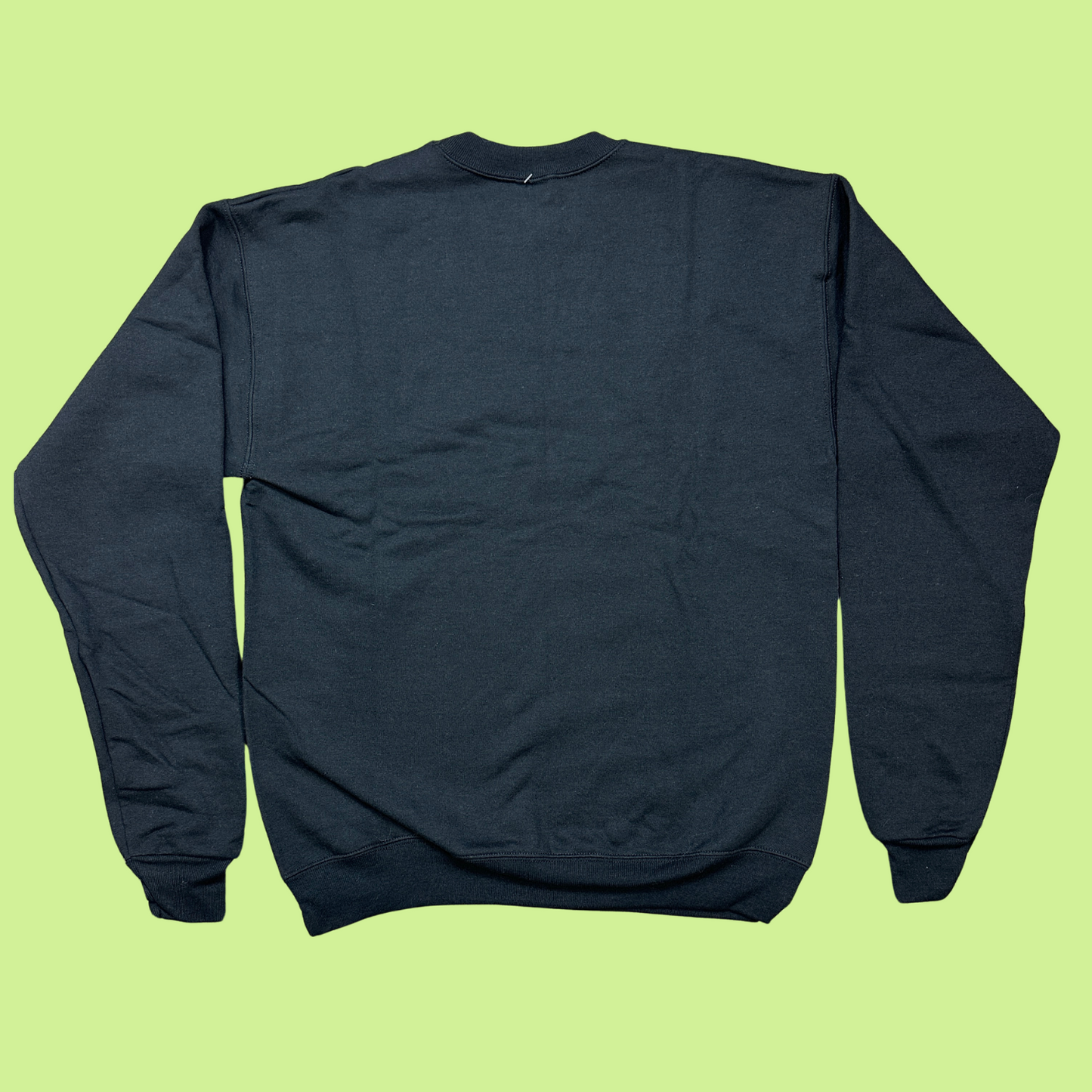 back: Black Crewneck Sweatshirt with Love Ya! on the right front pocket area in white
