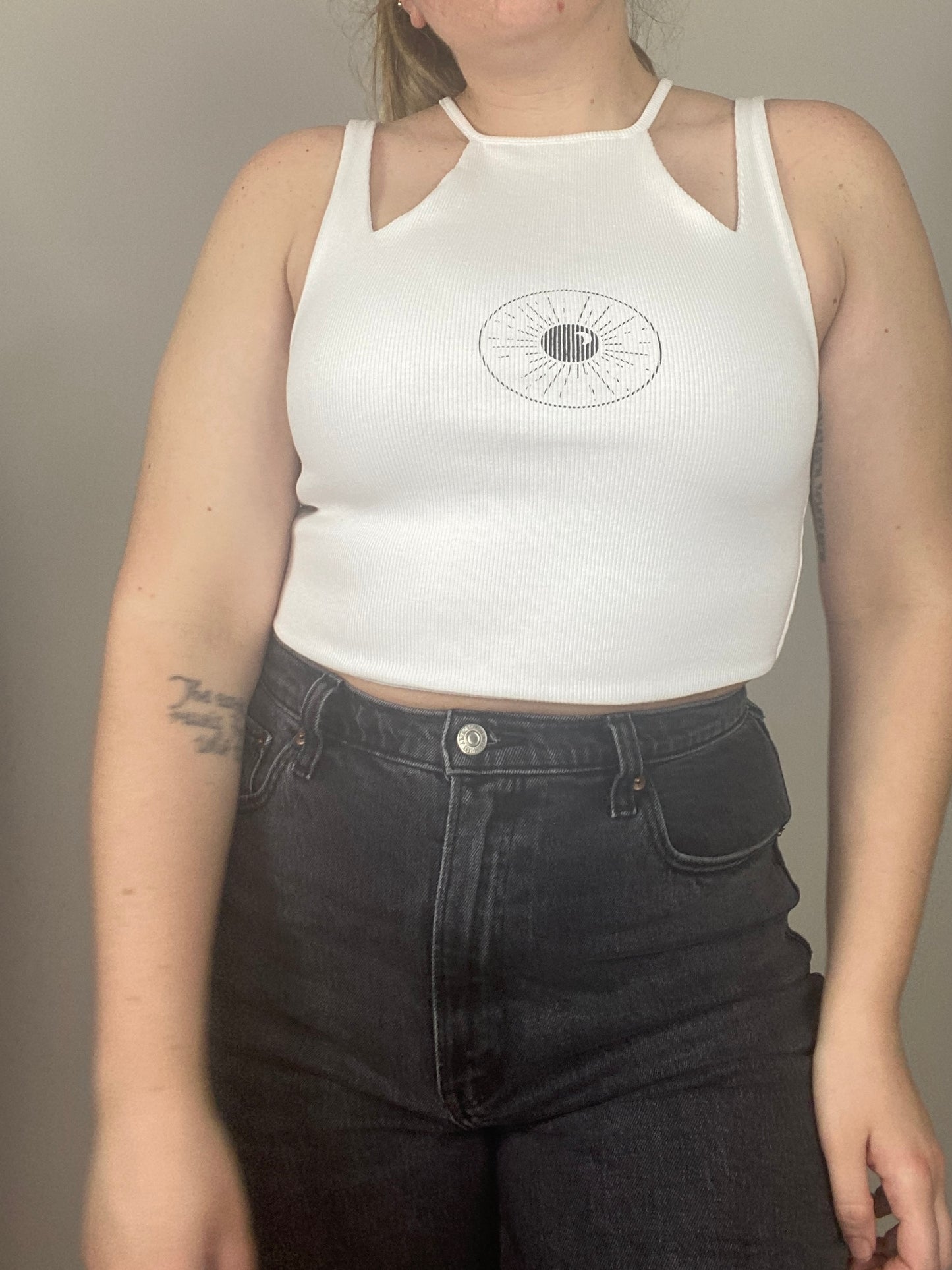 One of a Kind - White Ribbed Cut Out Tank Top