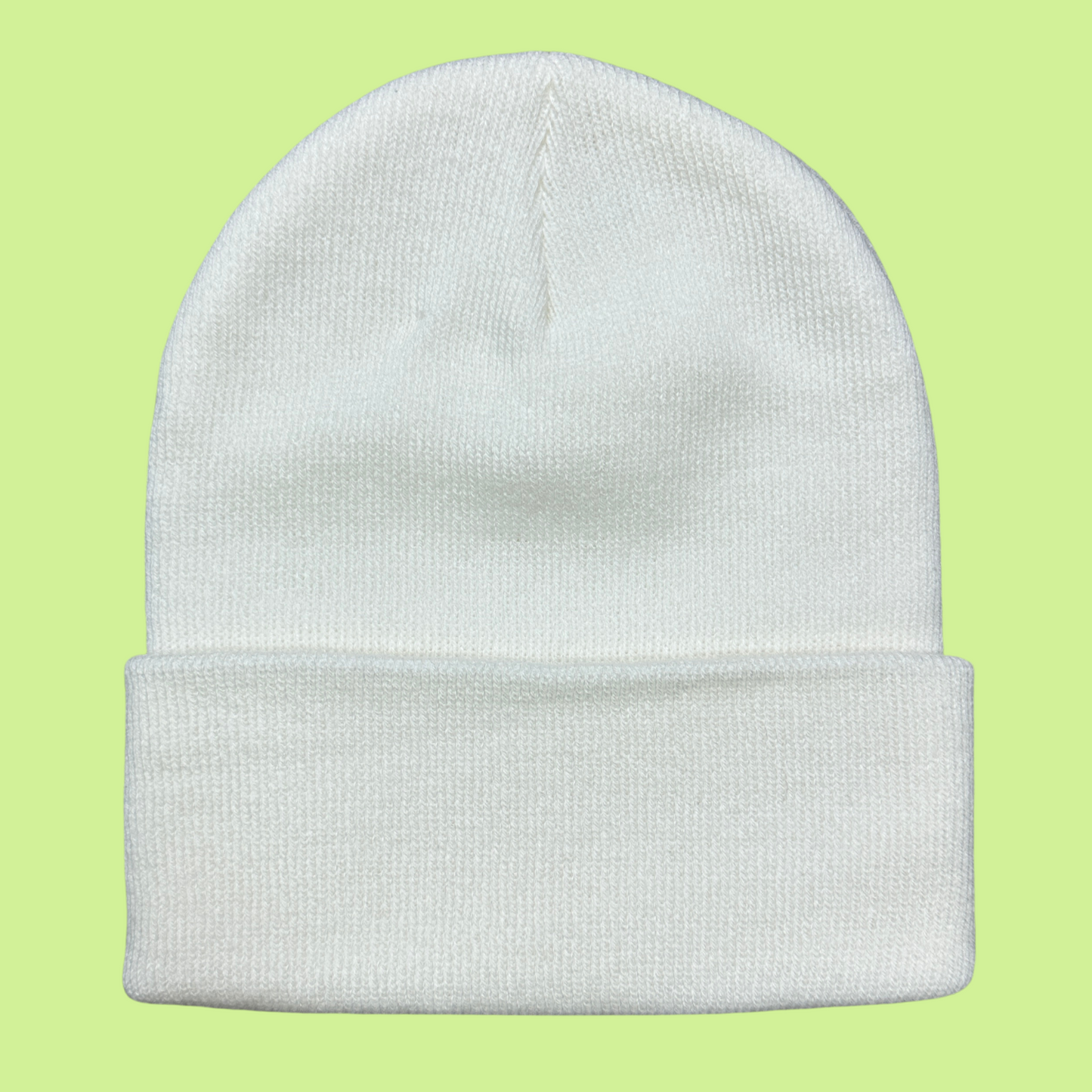 back: white Beanie with Night Sky Print on front fold