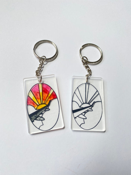 Airplane Sunset Keychain