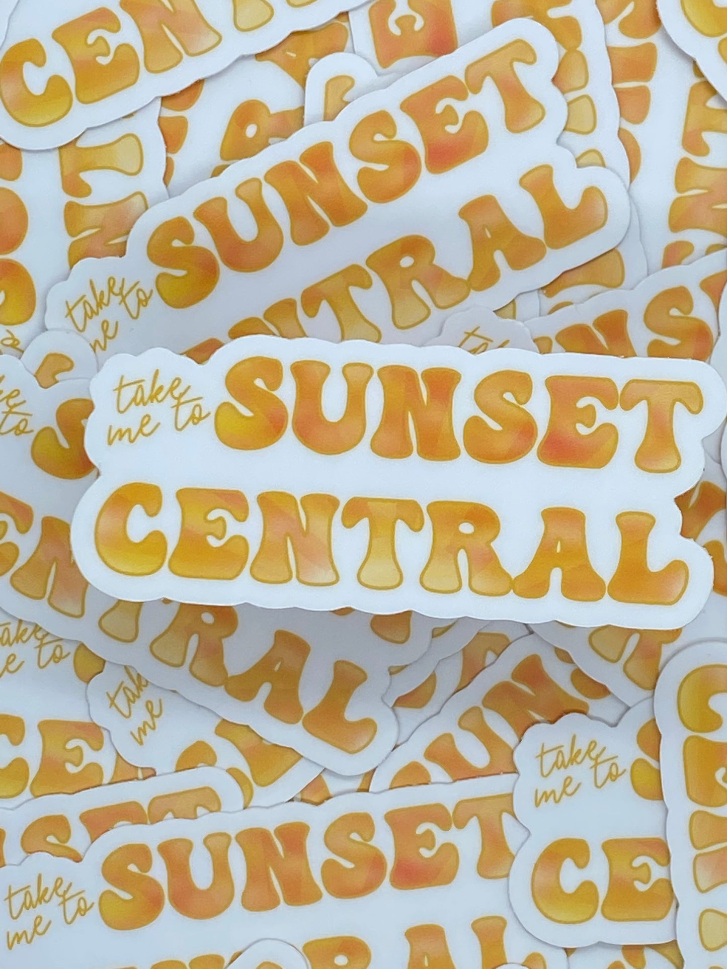 Take Me to Sunset Central Sticker - Orange