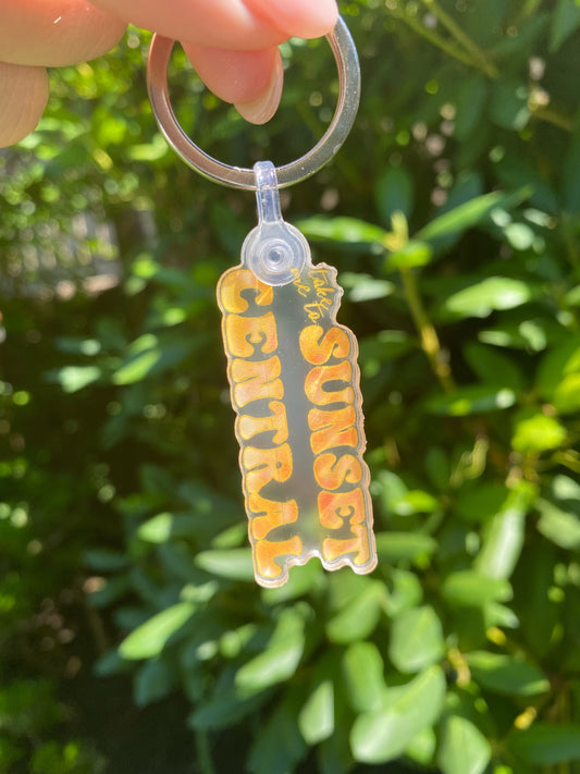 Take Me to Sunset Central Keychain - Orange