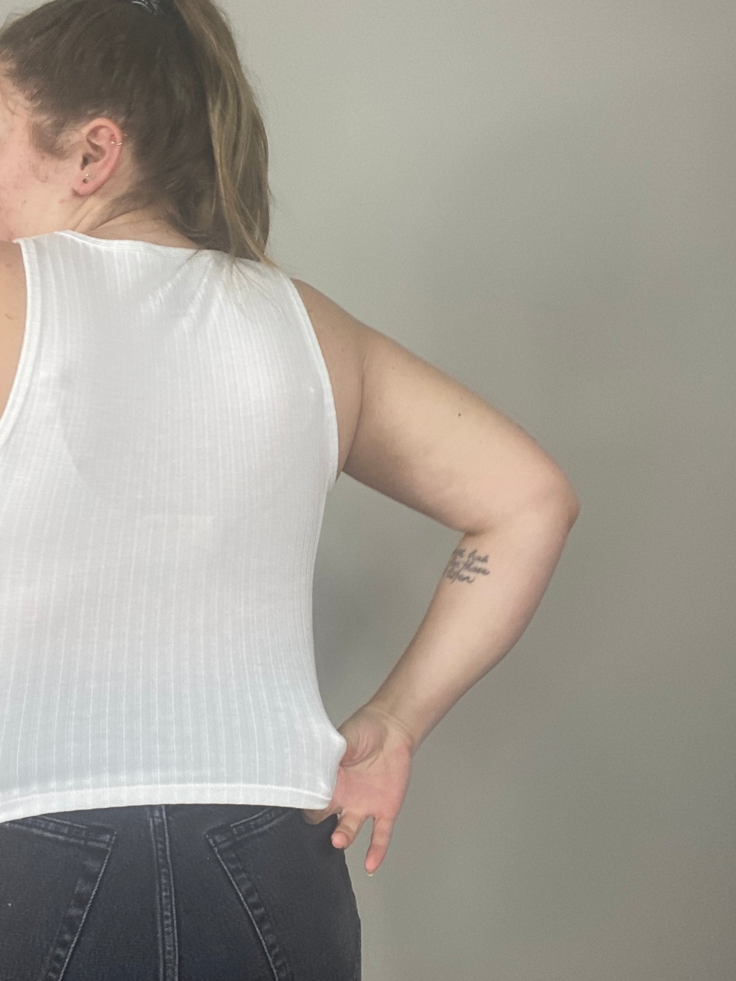 One of a Kind - White Ribbed Night Sk(eye) Tank